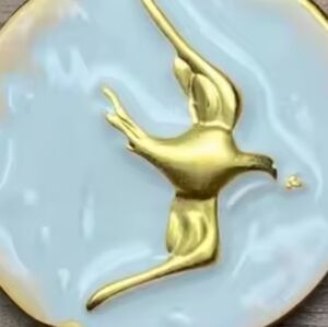 Schiaparelli White Enamel over brass Dove Brooch buttons